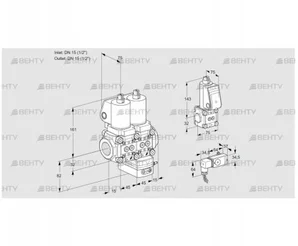 VCG1T15N/15N05NGAQGL/PPBS/2-PP (88100732) Клапан с регулятором соотношения Kromschroder