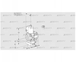 VAG1E25R/25R05GEVWL/PP/PP (88103027) Газовый клапан с регулятором соотношения Kromschroder